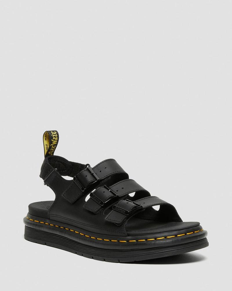 Black Men\'s Dr Martens Soloman Men\'s Leather Strap Sandals | CA 641CTV